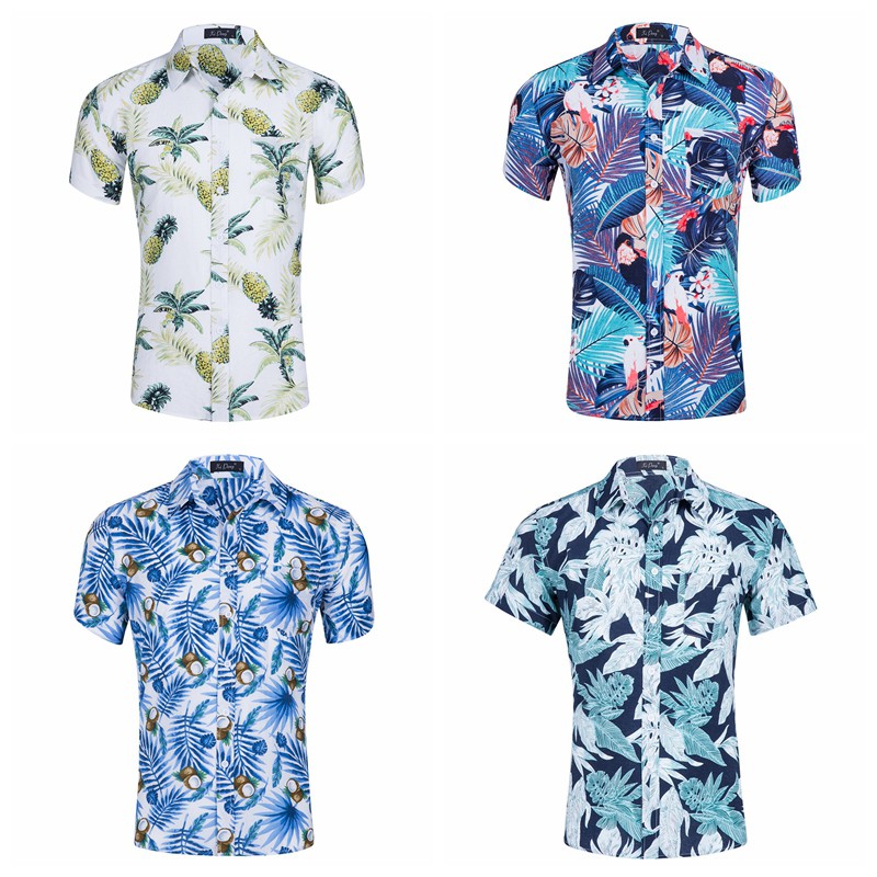  Baju Hawaii Men Summer Hawaiian Shirt Beach Wear Suit 