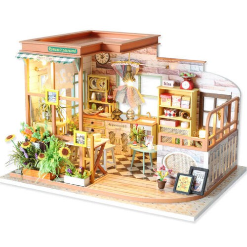 Diy Romantic Garden Miniature Dollhouse Wooden Furniture Led Kits