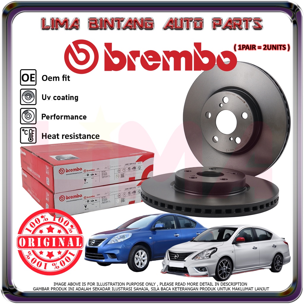 Nissan Almera N17 Front Brake Disc Rotor 1Pair Brembo *Original