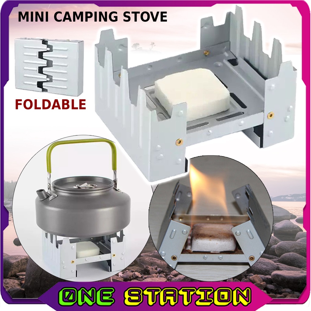 TABLET MINI CAMPING POCKET STOVE Portable Foldable Alcohol Wax Stove