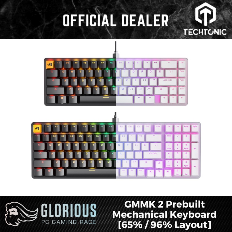 Glorious GMMK 2 65/96 Prebuilt/Barebone Mechanical Keyboard [Black