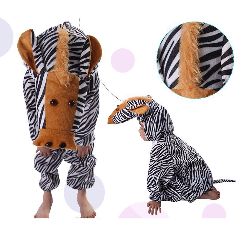 Zebra Kids Costume for Wild Zoo Fancy Wear