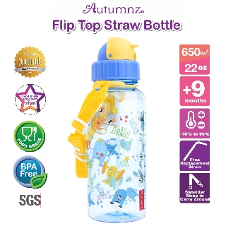 Original AUTUMNZ Flip Top Straw Bottle 650ml / 22oz Botol Air Budak ...