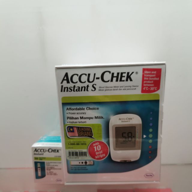 AccuChek Instant S Blood Glucose Meter and Lancing Device Set (with 10