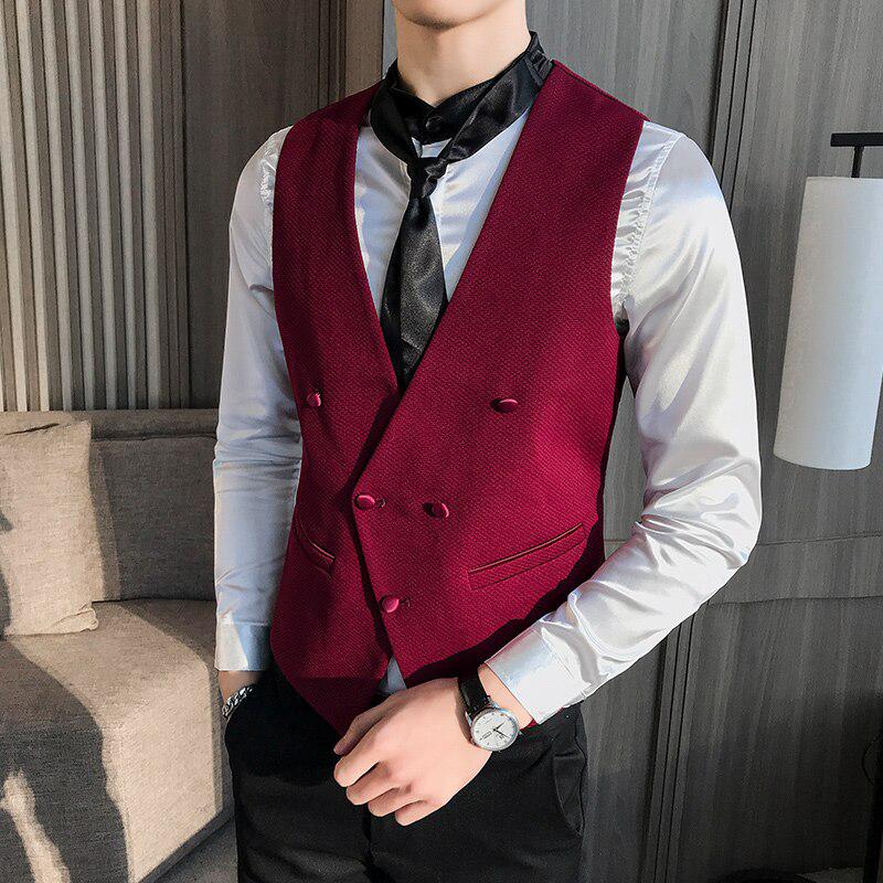 Details about   Mens Tweed Waistcoat Vintage Collar Double Breasted Smart Tailored Fit Suit Vest 