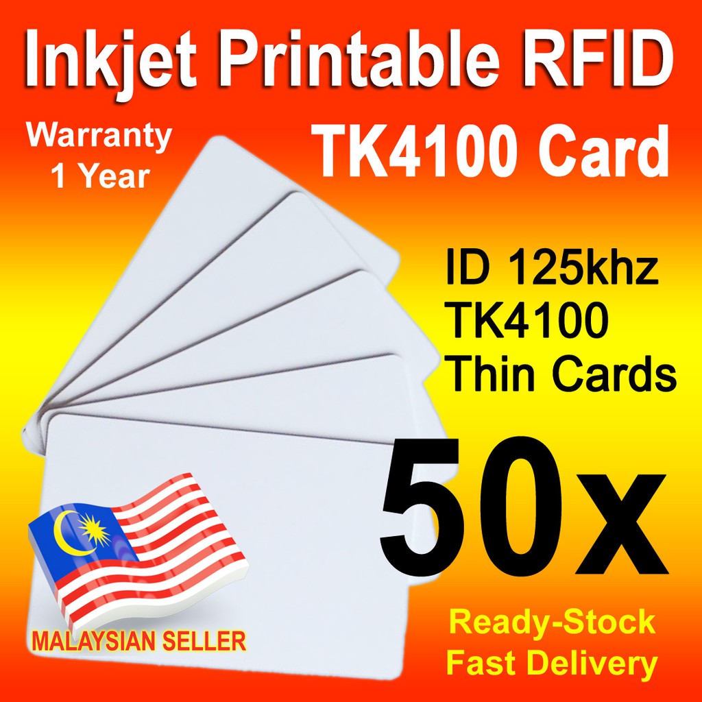 50 cards of Inkjet Printable TK4100 RFID Proximity ID 125khz PVC Thin Card