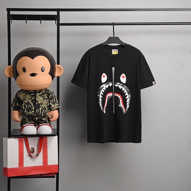 bape shark zip tee