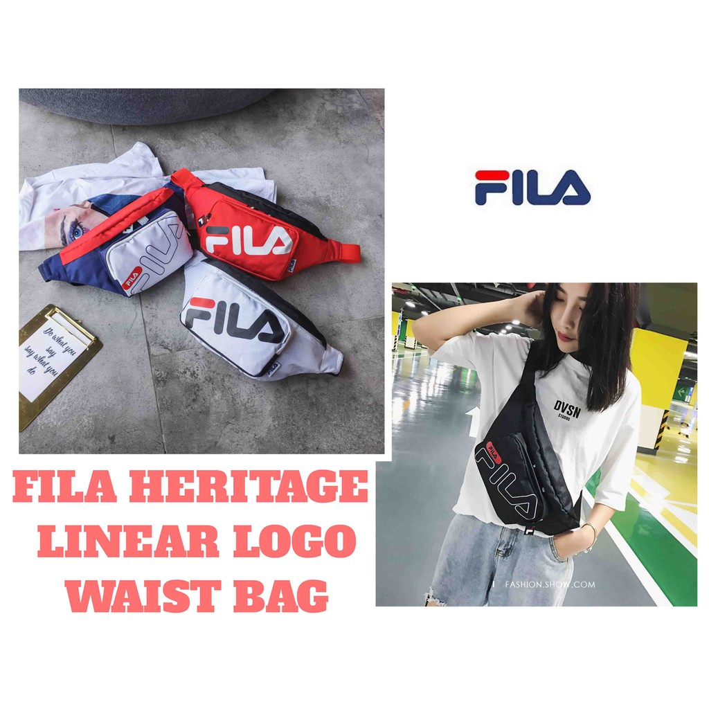 fila heritage linear logo waist bag