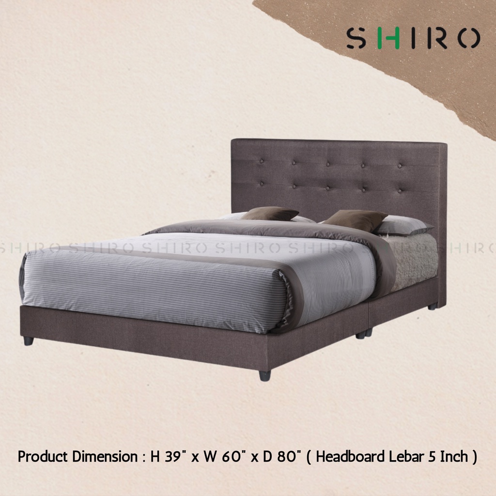 SHIRO Furniture DIVAN QUEEN size Bed Base with headboard fabric