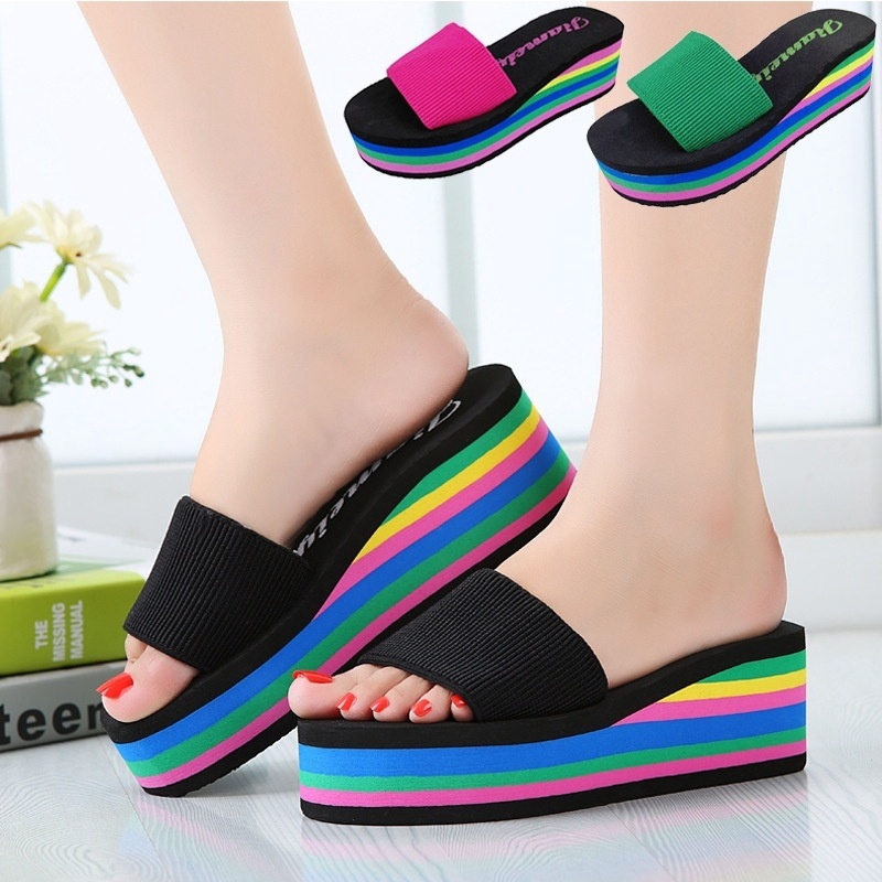 platform sandals rainbow