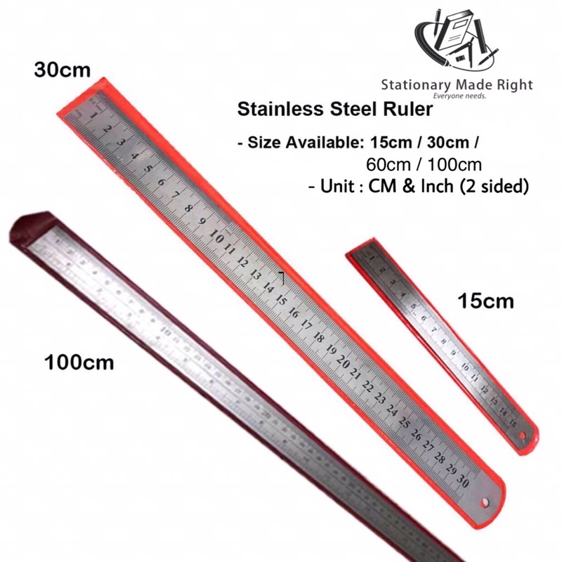 Steel Ruler / Stainless Steel Ruler / Pembaris Besi / Metal Ruler 15cm