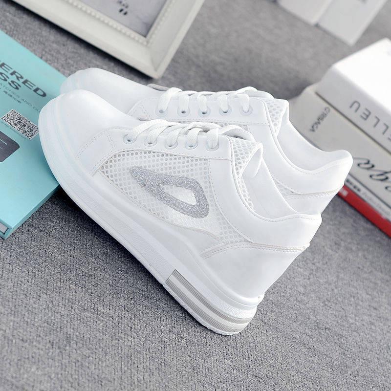 6cm Basic White Shoes Breathable Hollow Sports Shoes Mesh 6cm Basic White Shoes Breathable Hollow Sports Shoes Mesh