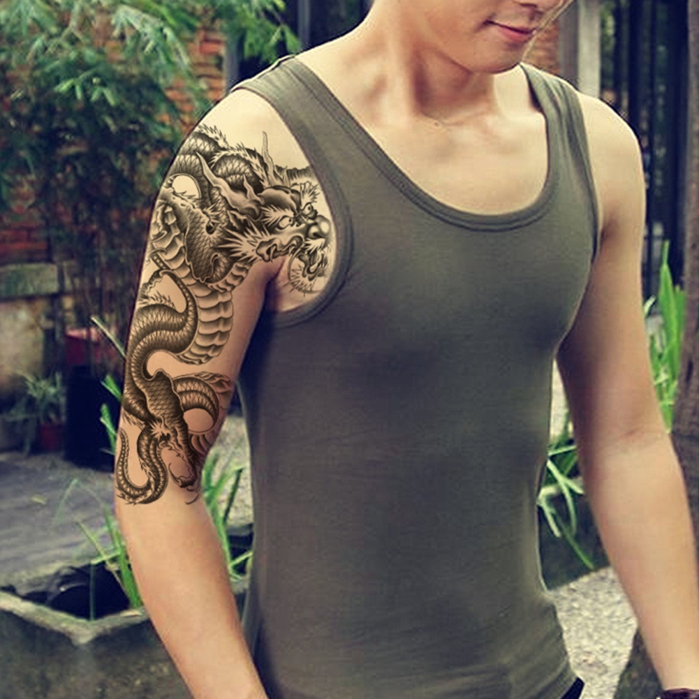 3D Cool British Black Dragon Tattoo Sticker Body Art Detachable Waterproof  Tatto | Shopee Malaysia