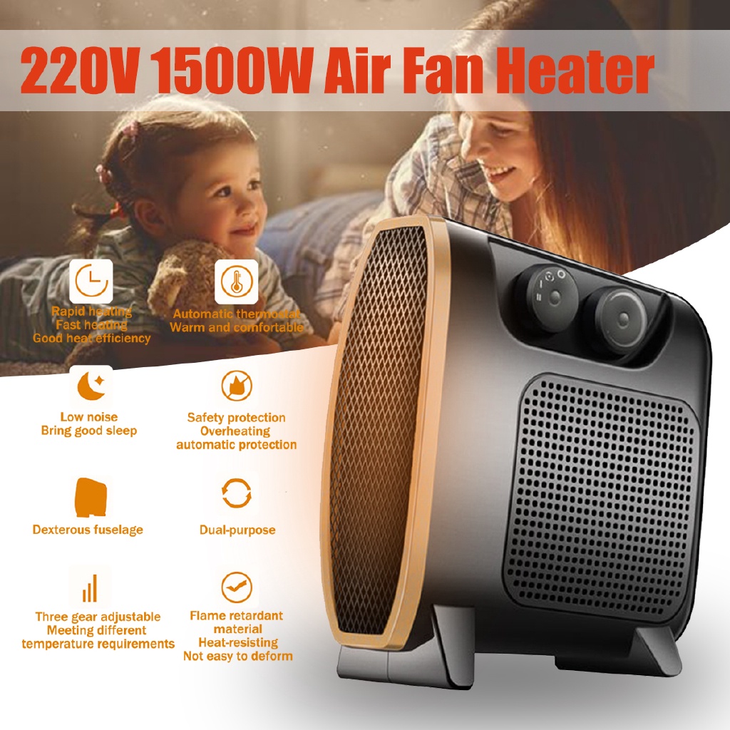 220V 1500W Portable Mini Electric Heater Fan Handy Air Warmer Silent Home/Office 【Intelligent temperature control】