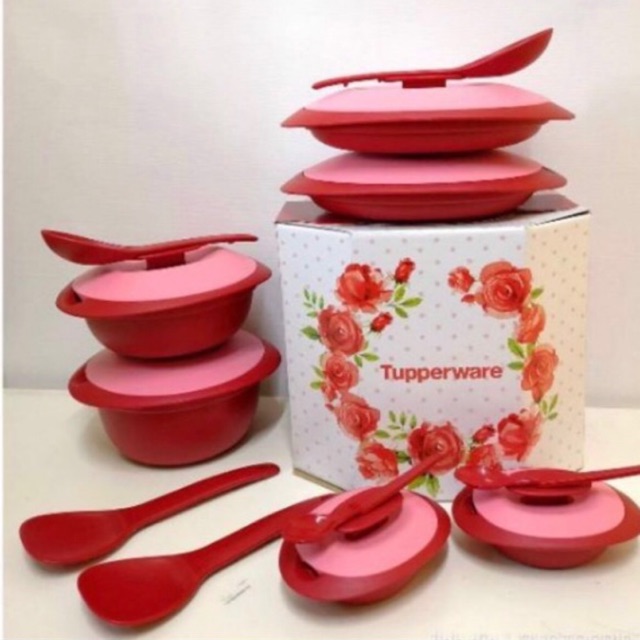 Tupperware  Royal Red Serving Set (PWP Sambal Dish & Blossom Condimate)