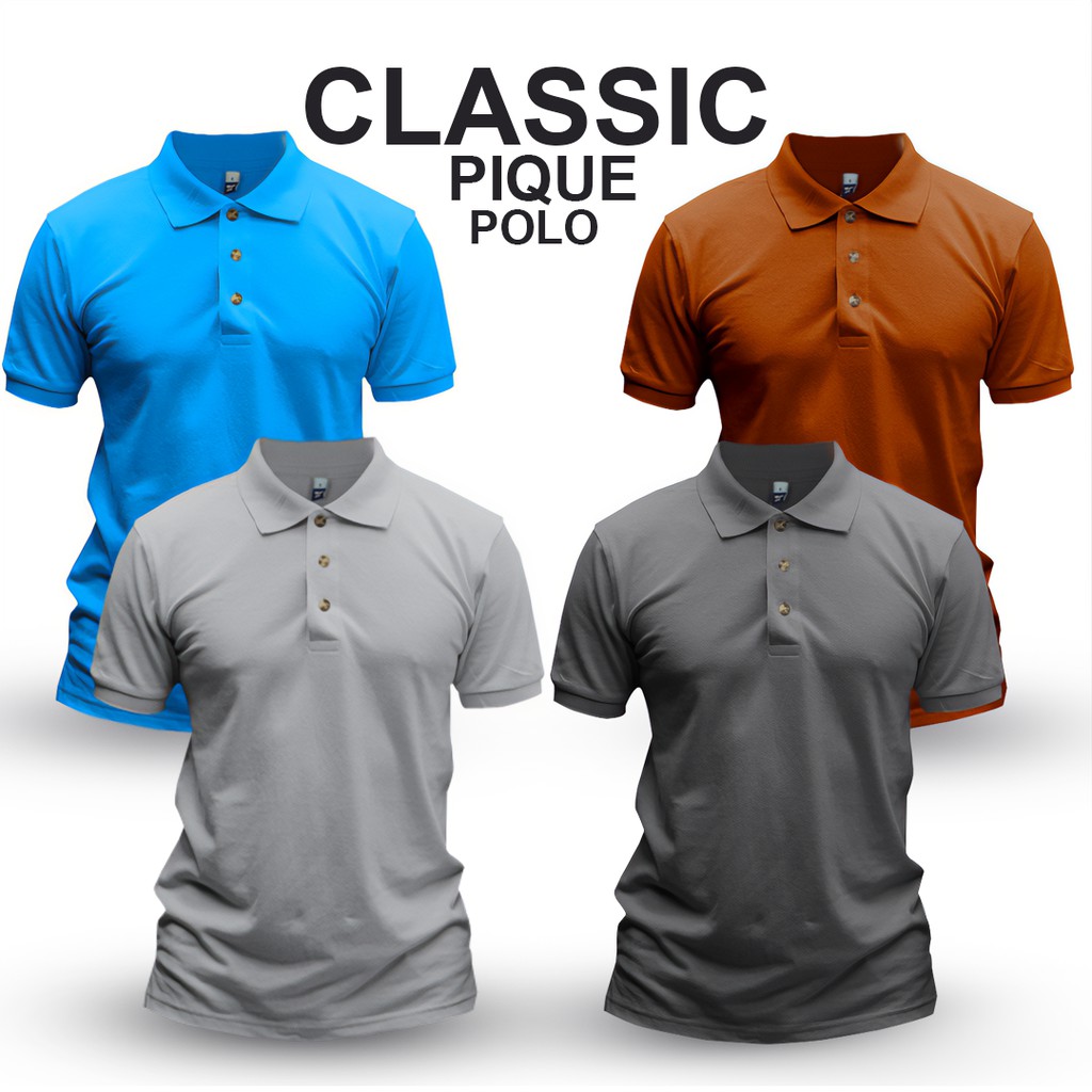 Men's Classic Pique Polo Short Sleeve Collared Casual Wear