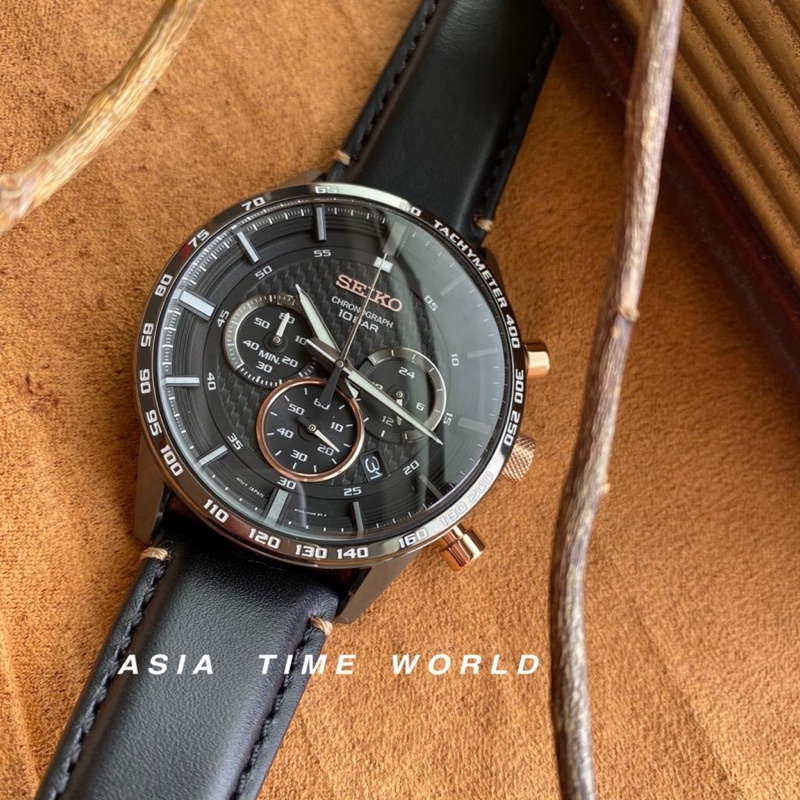 Original] Seiko SSB361P1 Chronograph Men's Watch Black Genuine Leather  Strap Official Warranty | Shopee Malaysia