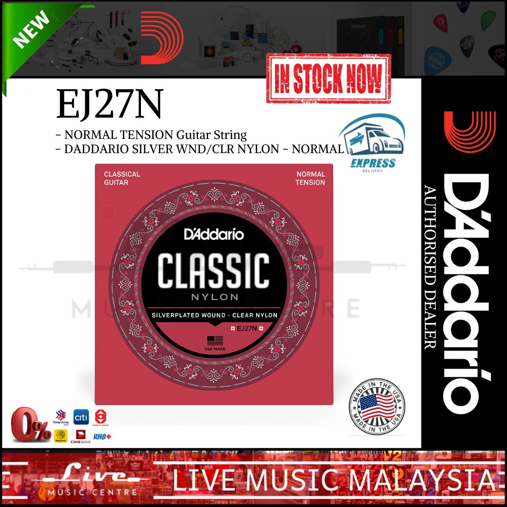 D'Addario EJ27N-3D Normal Tension Classical Guitar Strings 3-Pack