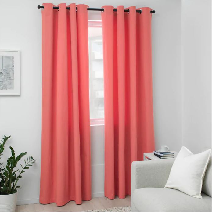 Ikea Merete Room Darkening Curtains 1 Pair Light Brown Red