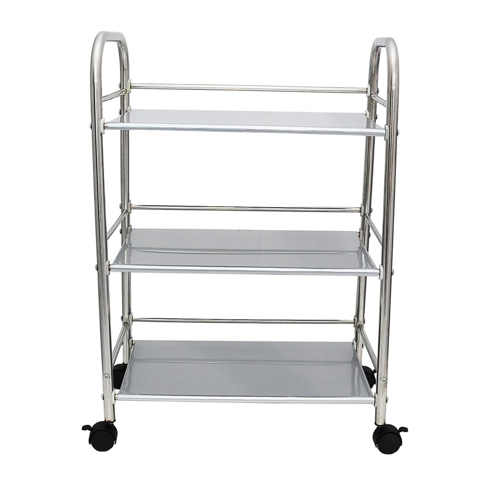 Stainless Steel 3 Tier Serving Trolley Side Cart (Chrome Silver