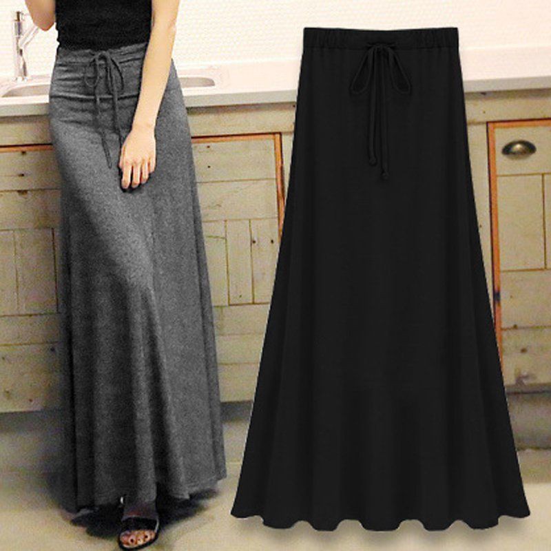 The new fashion black han edition of large high waist skirt  long skirt