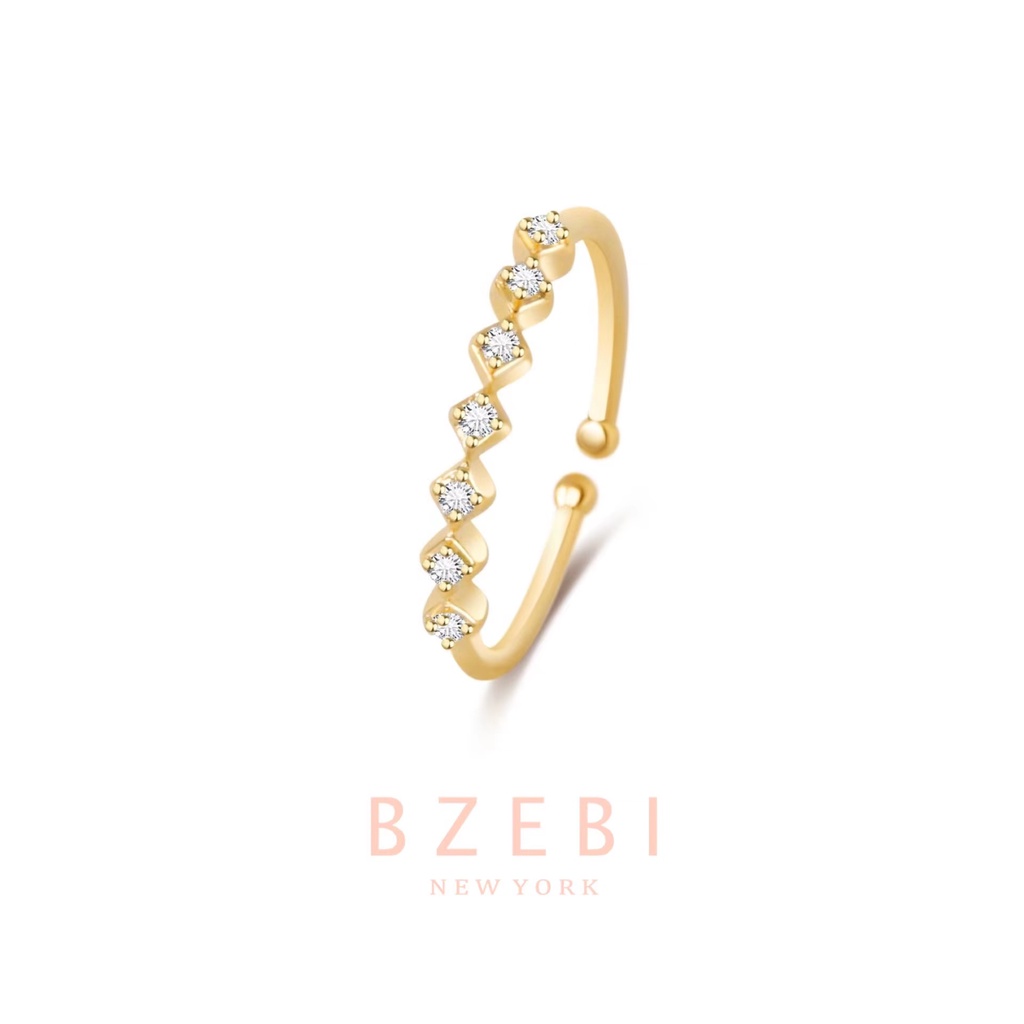 BZEBI Gold Eternity Diamond Ring Zircon Band Adjustable Minimalist Design 27r