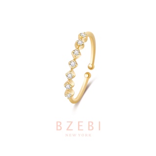 BZEBI Gold Eternity Diamond Ring Zircon Band Adjustable Minimalist Design 27r #1