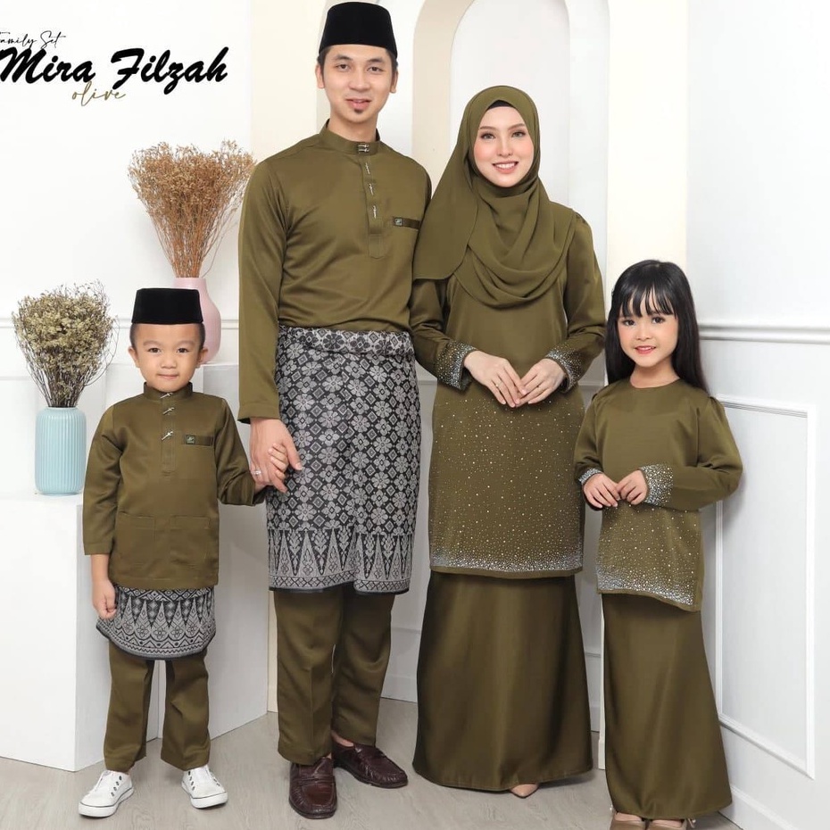 Baju Raya 2022 Sedondon Family Warna Olive Green Baju Kurung Moden Mira ...