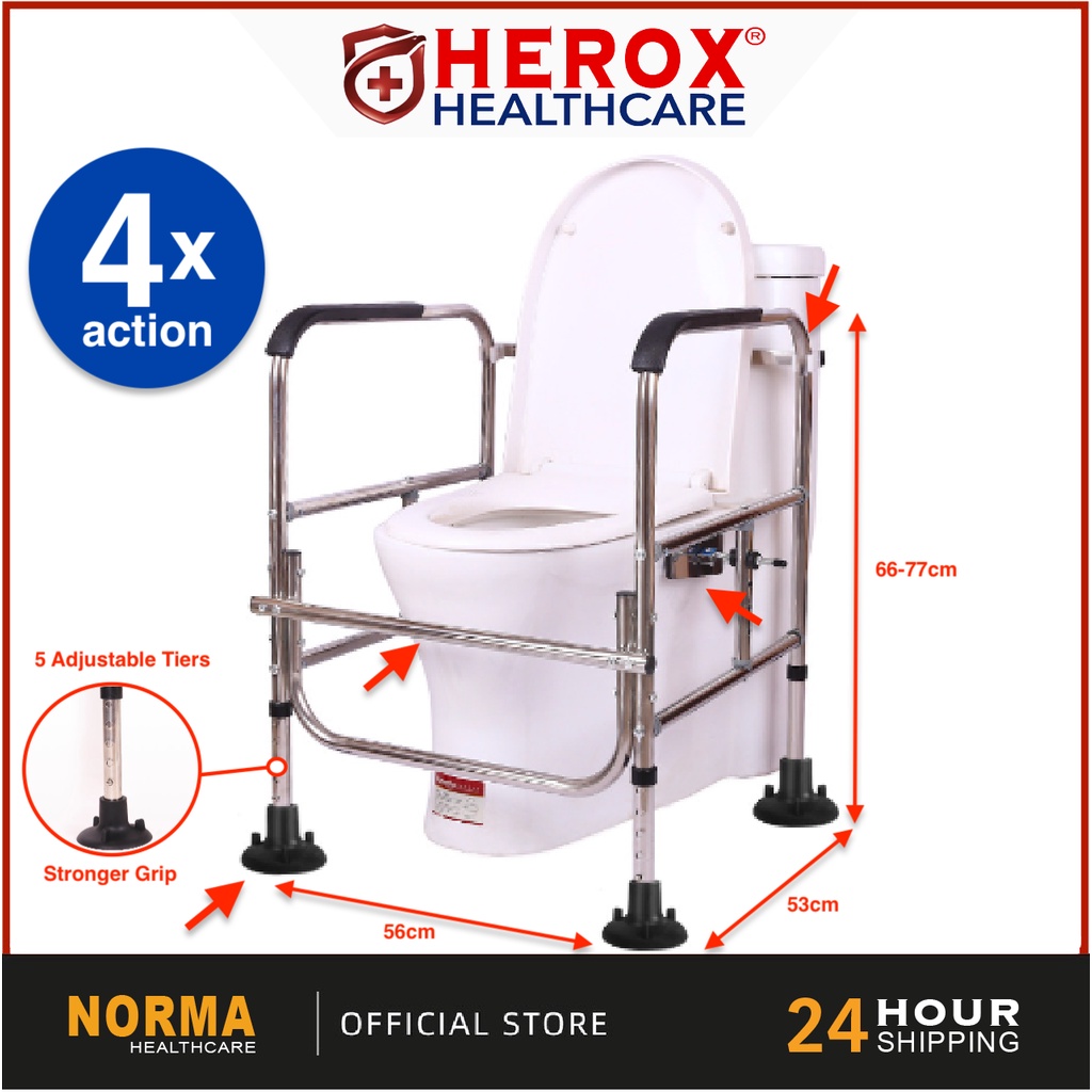 HEROX 4x Action in 1 Ready to Fit Stainless Adjustable Toilet Bowl Seat