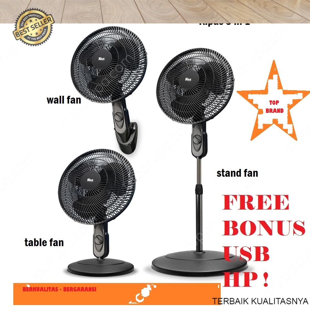 PROMO! 3 in 1 fan Standing fan Table fan Wall fan Table fan Wall fan Stand fan with official guarantee