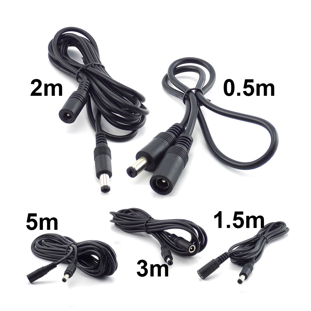 5 Meters DC 12V Power 5M Extension Cable 5.5mmx2.1mm DC Plug For CCTV Camera 12 Volt Extension Cord I3505632540