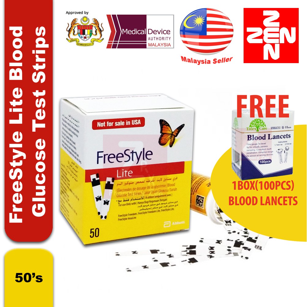 Abbott Freestyle Freedom Lite Test Strips (50s) FREE Blood Lancets