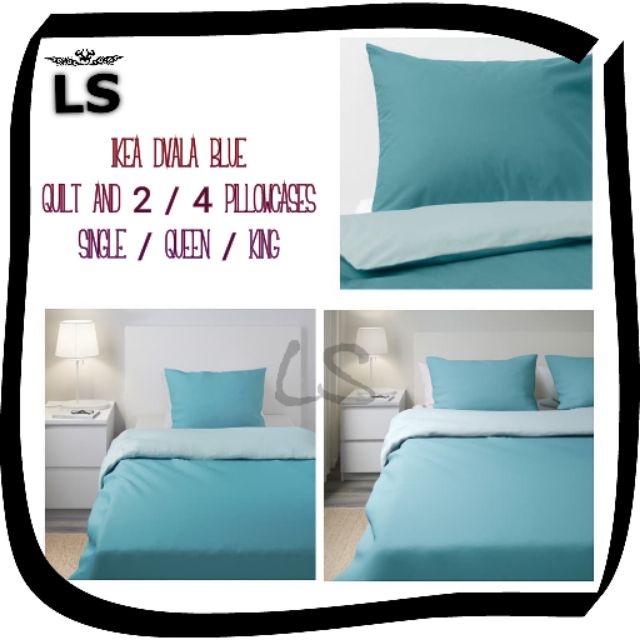 Ikea Dvala Blue Quilt And 2 4 Pillowcases Single Queen King
