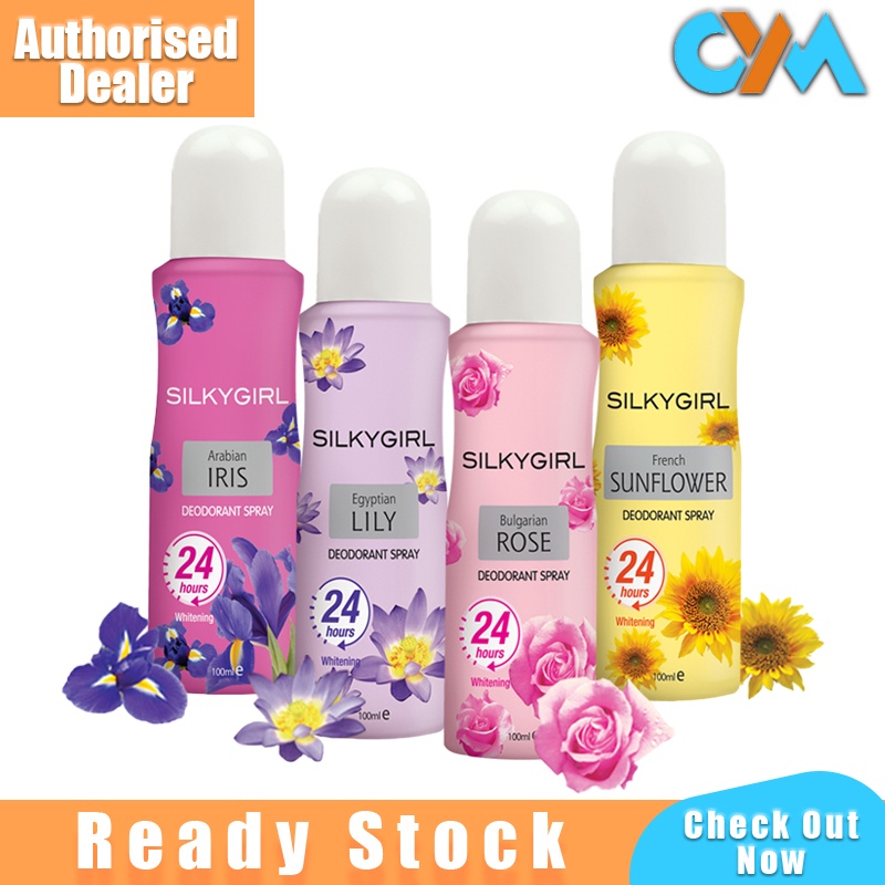 Silkygirl 24h Dry Whitening Deodorant Spray  100ml Lily /Sunflower /Rose /Iris Long Fragrance