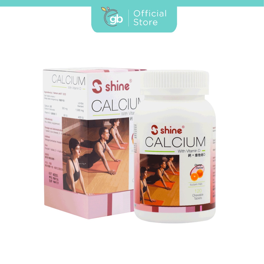 Shine Calcium with Vitamin D Chewable Tablet Orange Flavour (120's