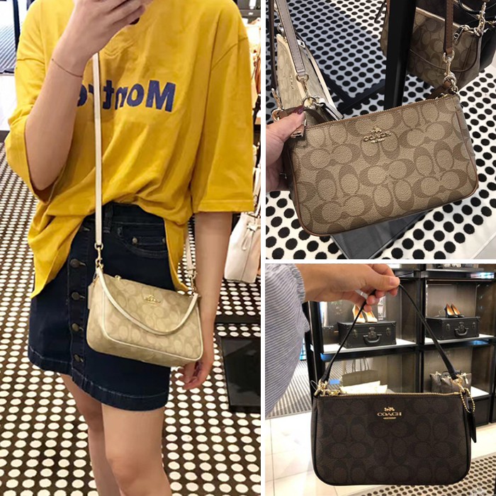 ?Ready Stock? COACH 36674 Classic C-pattern LOGO printed PVC with leather  small shoulder bag | Shopee Malaysia