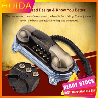 HUIDA Antique Retro Wall Mounted Corded Telephone Phone Vintage Telephone Hotel Home european retro style bottom glow