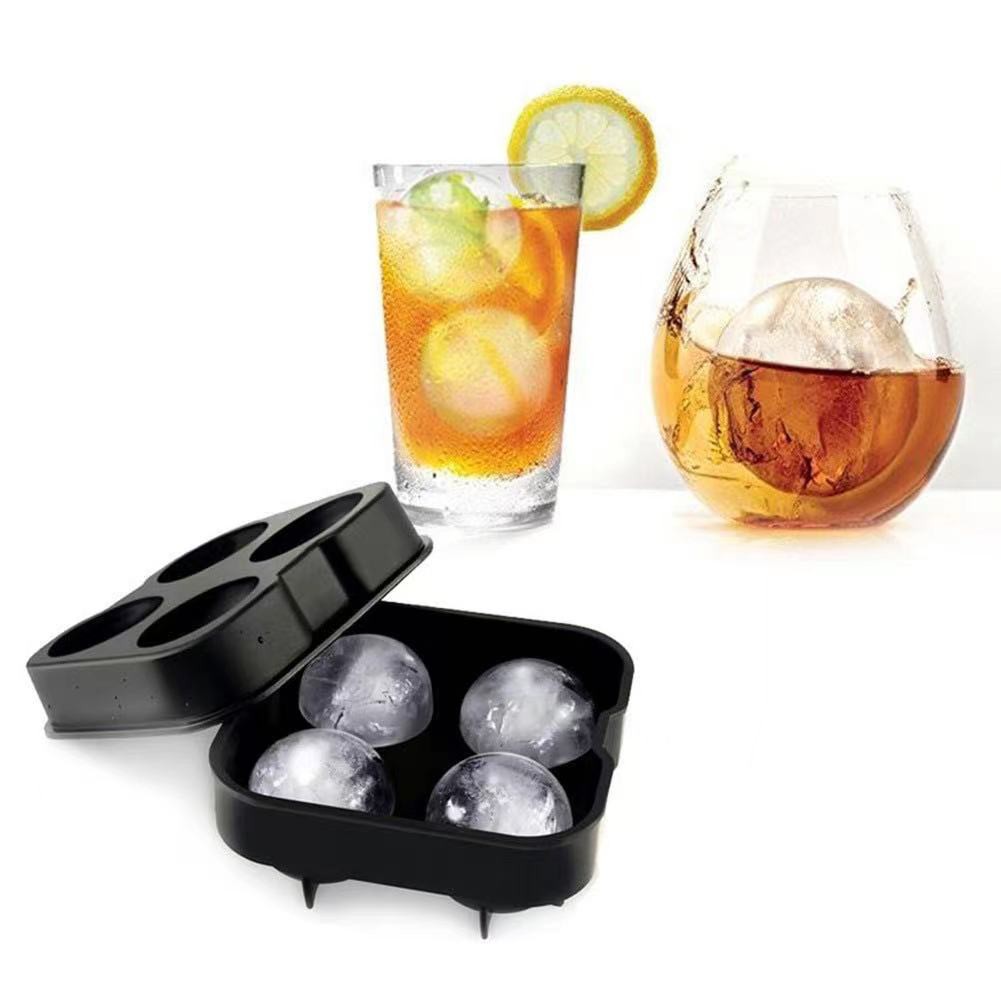 4-Large Ice  Ball Maker Mold DIY Sphere Whiskey Round Mould Silicone Kitchen Home Ice Ball Mould Jelly 冰球制冰模具