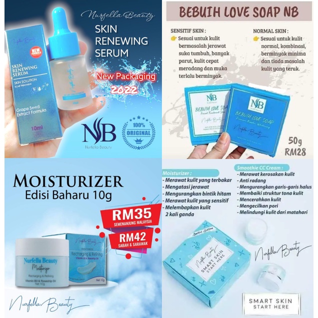 NB SERUM & NURFELLA BEAUTY PRODUCTS (MOISTURIZER, SOAP, SERUM & SMART SKIN)