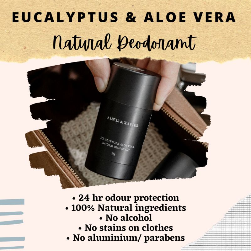 Eucalyptus & Aloe Vera 100% Natural Deodorant | Fresh Men Women Unisex | Alwis & Xavier