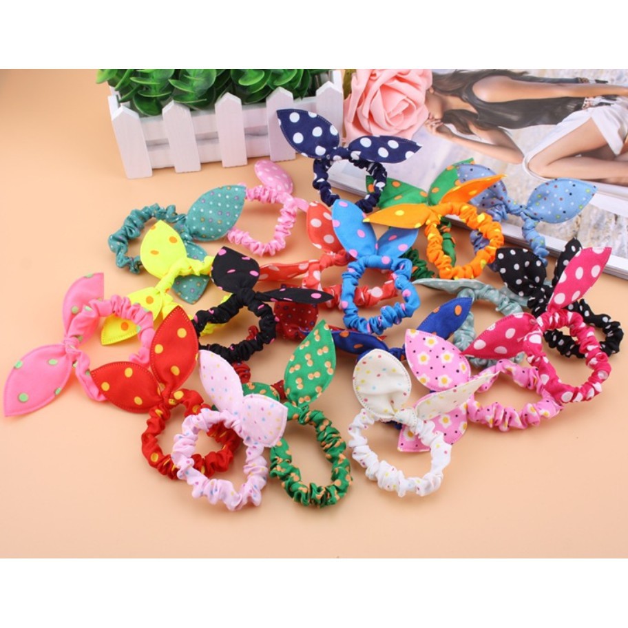 Ready Stock Rabbit Dot Hair Band Getah Rambut Rubber Band