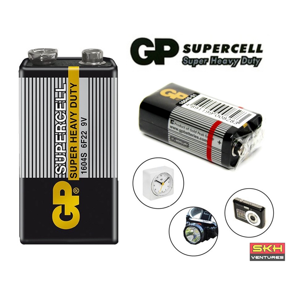 (1Pcs) GP Heavy Duty Supercell 9V Battery / Bateri Supercell Kuasa