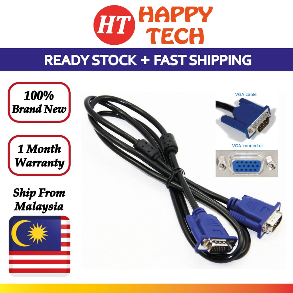 15m Vgargb Cable Hd 15pin Male To Male 3c4 For Hdtv Projector Monitor Shopee Malaysia 