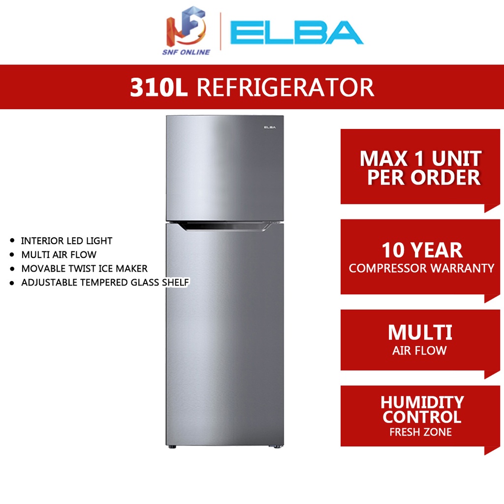Elba Fridge Refrigerator (310 L) ERG3125(SV) Shopee Malaysia