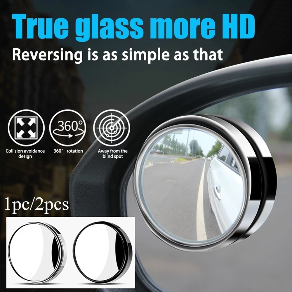 Car 360 Degree Frameless Blind Spot Wide Angle Mirror/Adjustable Wide Angle Extra Round Convex Mirror/Small Side Round Blind Spot Rearview Parking Mirror