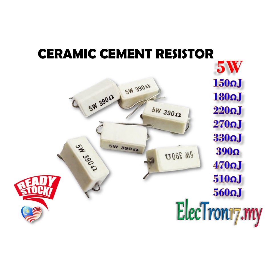 W Ohm Ohm Ceramic Resistor Wirewound Cement Resistance Shopee Malaysia