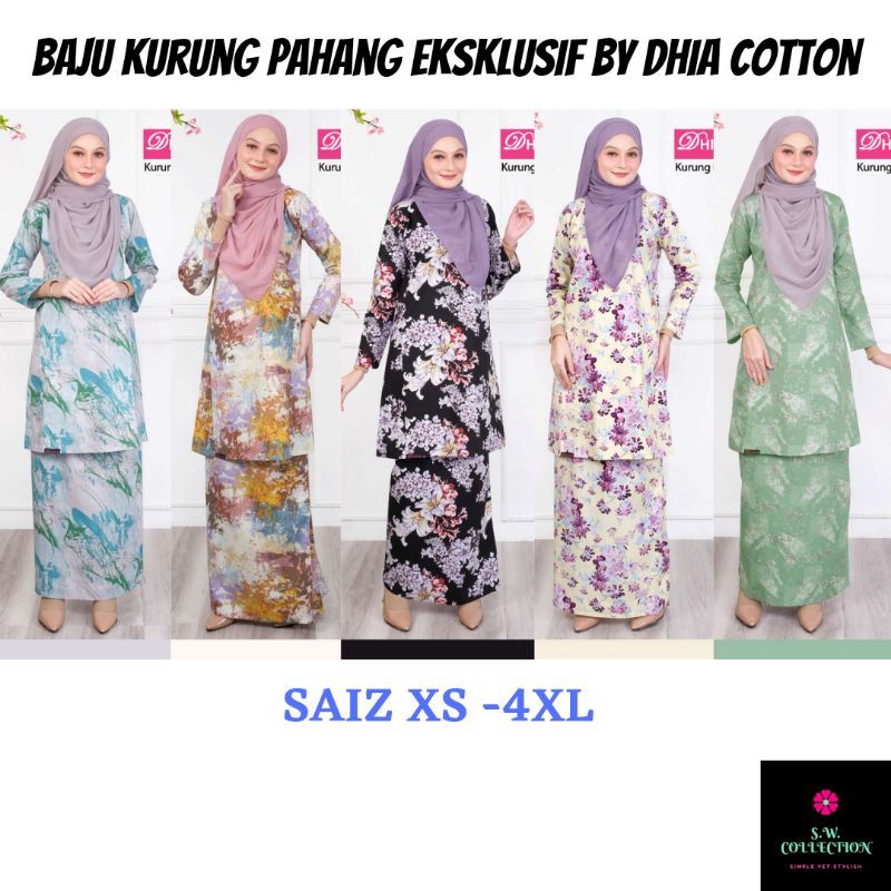 Baju Kurung Pahang Eksklusif Cotton By Dhia Cotton Baju Raya 2021 Kain Kapas Jubah Kebaya 3613