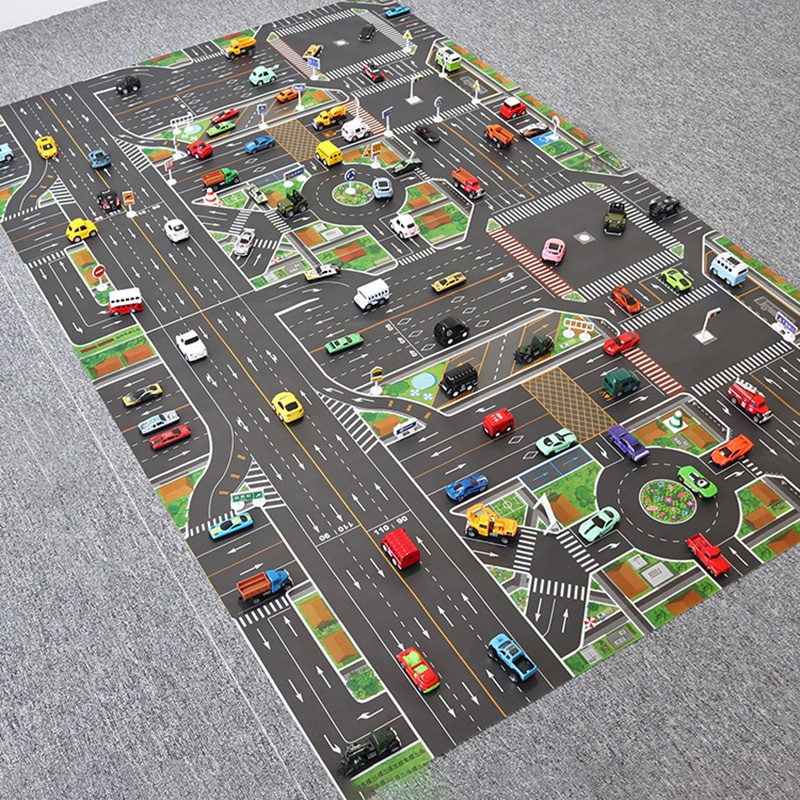 Baby Play Mat City Traffic Road Map Mat Carpet City Car Parking Lot Roadmap Traffic Signs Baby Climbing Playing Mat Game