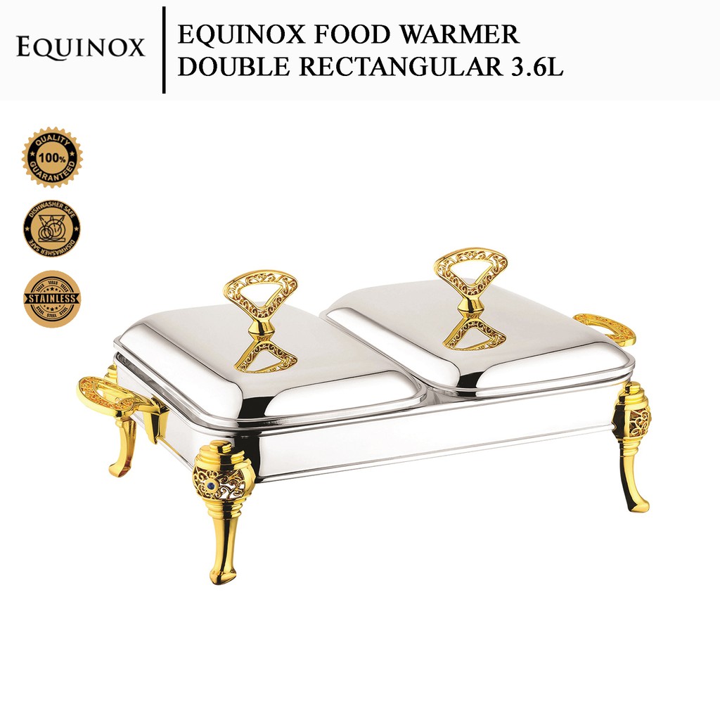 Equinox Stainless Steel Double Rectangular Food Warmer (3.6L)