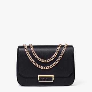 Truffle shoulder bag with gold hardware and chain strap in black